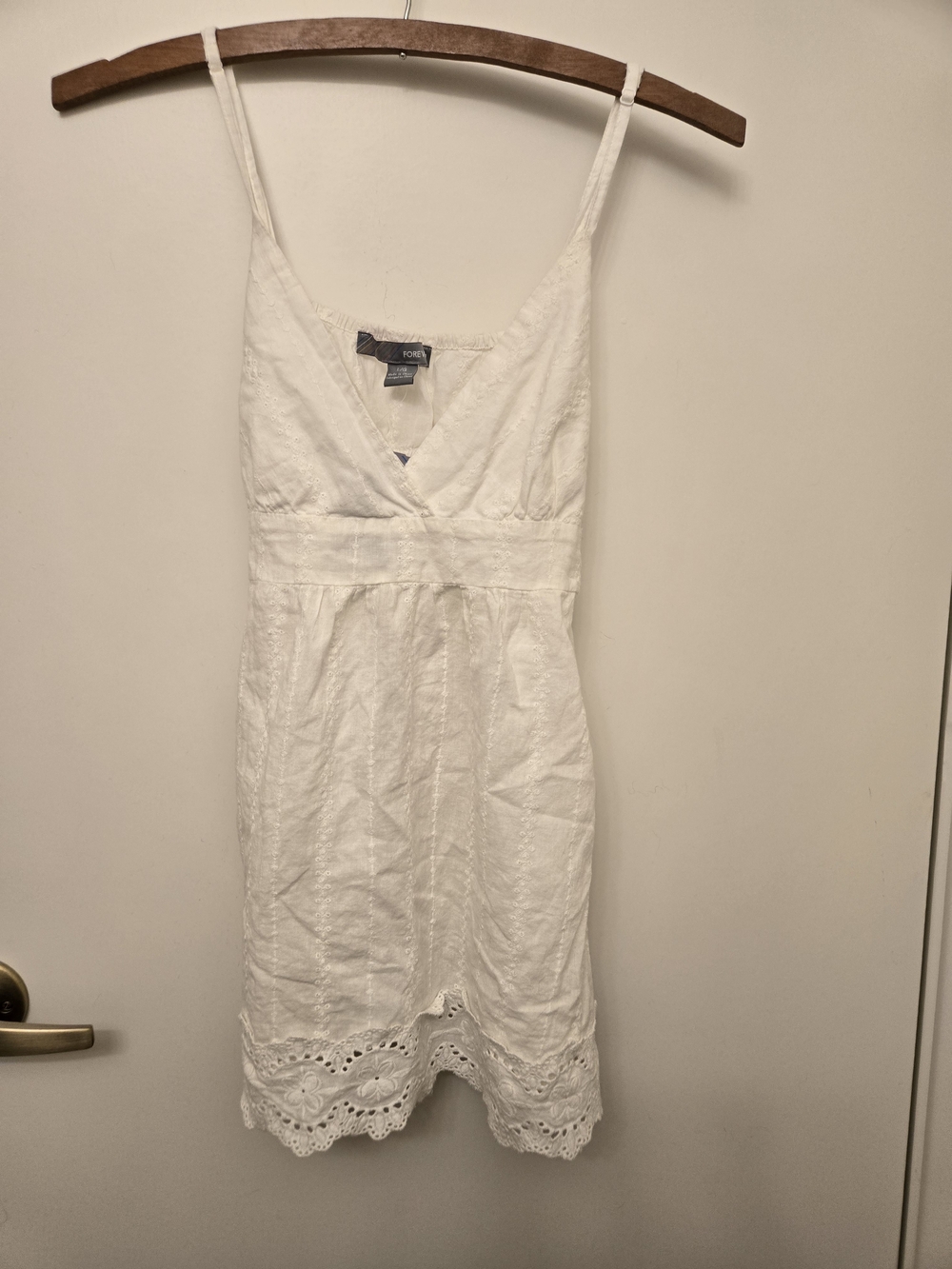 Forever 21 White Eyelet Lace Empire Waist Surplice Cami Top